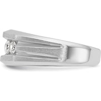 14K White Gold Men's Polished Satin and Grooved 5-Stone Diamond Ring - 1.00 Carats Total Diamond Weight by IBGoodman