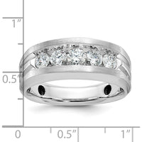 14K White Gold Men's Polished Satin and Grooved 5-Stone Ring Mounting by IBGoodman