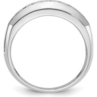 14K White Gold Men's Polished Satin and Grooved Diamond Ring - 1 Carats Total Diamond Weight by IBGoodman