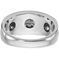 14K White Gold Men's Polished Satin and Grooved Diamond Ring - 1 Carats Total Diamond Weight by IBGoodman