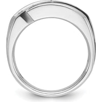14K White Gold Men's Polished Satin and Grooved Ring Mounting by IBGoodman