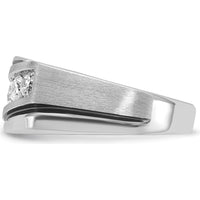 14K White Gold Men's Polished Satin and Grooved Ring Mounting by IBGoodman