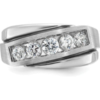 14K White Gold Men's Polished Satin and Grooved Ring Mounting by IBGoodman