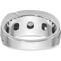 14K White Gold Men's Polished Satin and Grooved Ring Mounting by IBGoodman