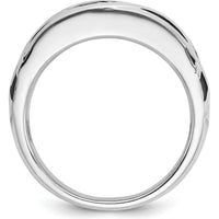 14K White Gold Men's Polished Satin and Grooved Ring - Timeless Luxury Design by IBGoodman