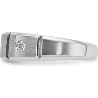 14K White Gold Men's Polished Satin Grooved 3-Stone Diamond Ring Mounting by IBGoodman