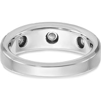 14K White Gold Men's Polished Satin Grooved 3-Stone Diamond Ring Mounting by IBGoodman