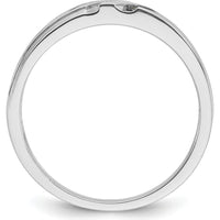 14K White Gold Men's Polished Satin Grooved Band with 1/8 Carat Black and White Diamonds by IBGoodman