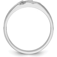 14K White Gold Men's Polished Satin Grooved Band with 5 Round Diamonds - 0.012 Carats Total Diamond Weight by IBGoodman