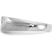 14K White Gold Men's Polished Satin Grooved Band with 5 Round Diamonds - 0.012 Carats Total Diamond Weight by IBGoodman