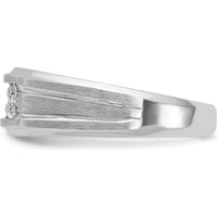 14K White Gold Men's Polished Satin Grooved Ring by IBGoodman