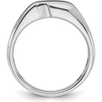 14K White Gold Men's Polished Satin Grooved Solitaire Ring Mounting by IBGoodman