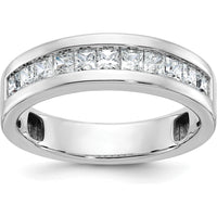 14K White Gold Men's Polished Square 11-Stone 1 Carat AA Quality Diamond Ring by IBGoodman