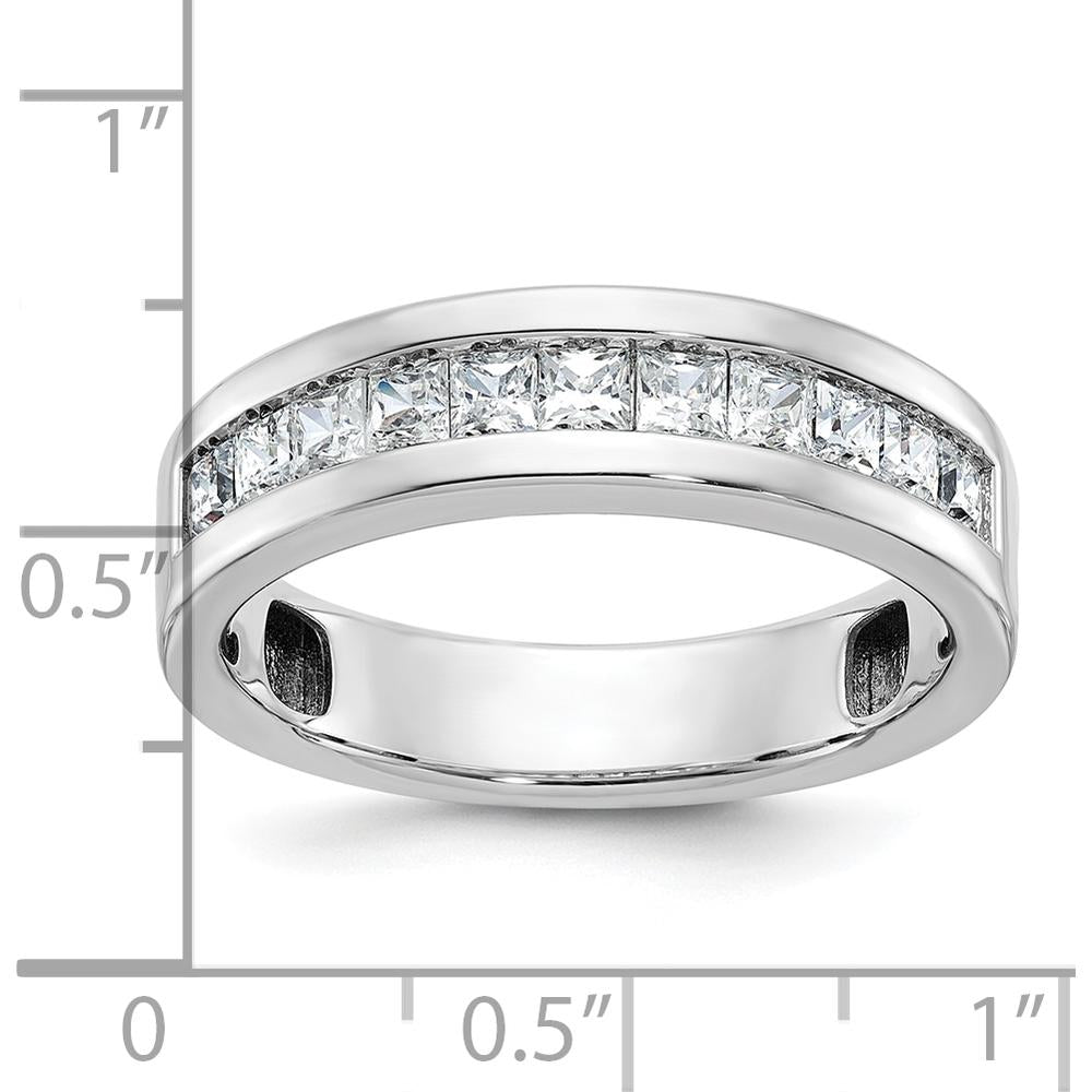 14K White Gold Men's Polished Square 11-Stone 1 Carat AA Quality Diamond Ring by IBGoodman