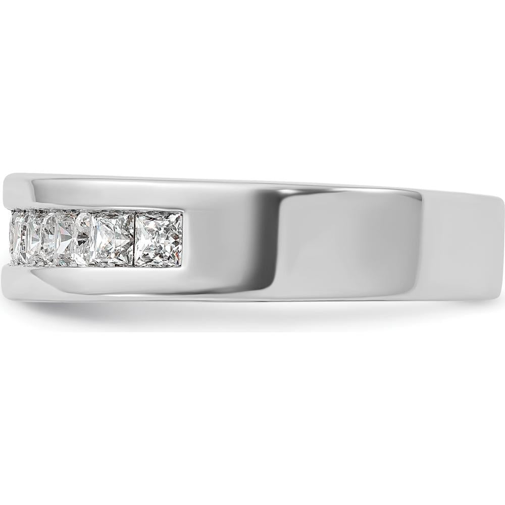 14K White Gold Men's Polished Square 11-Stone 1 Carat AA Quality Diamond Ring by IBGoodman