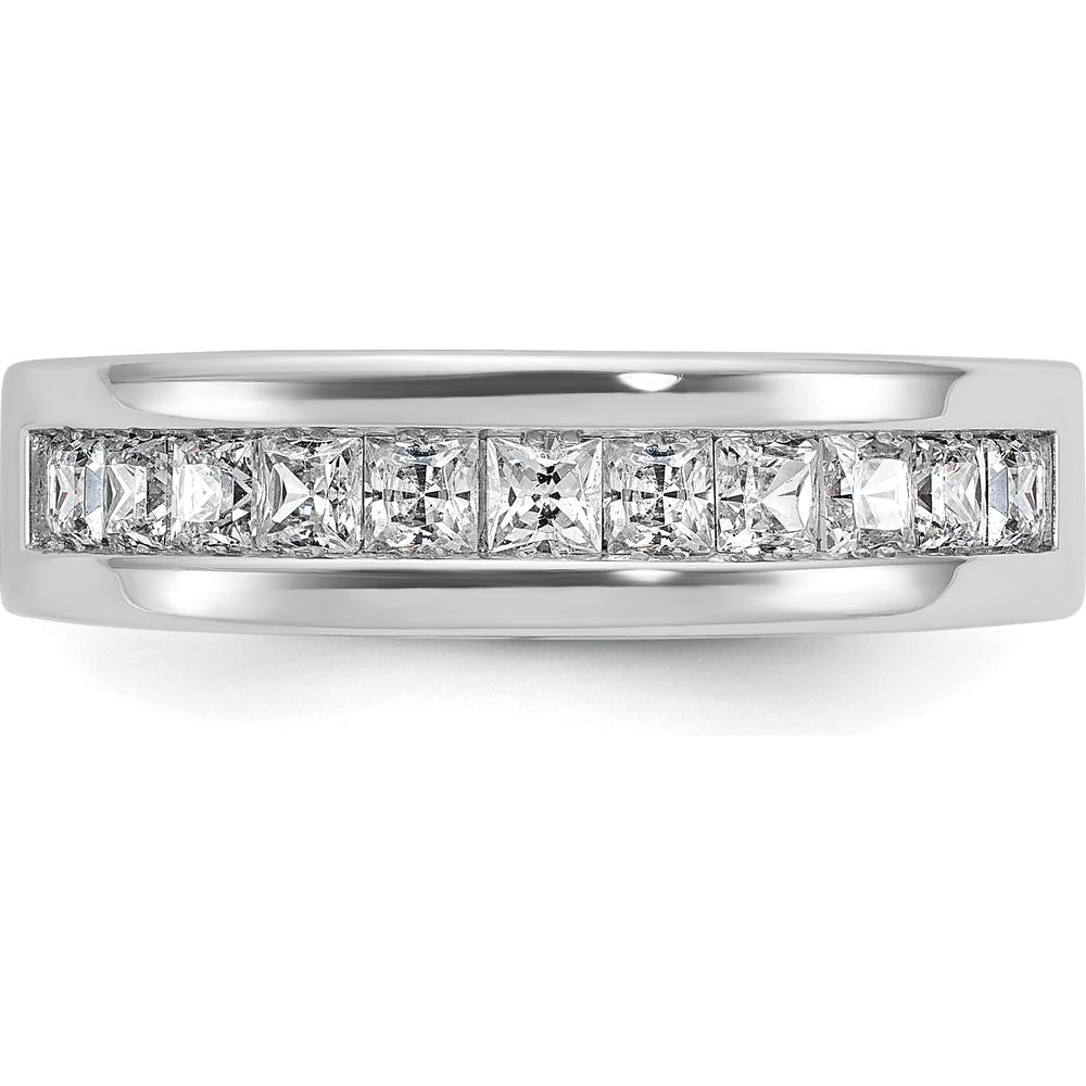 14K White Gold Men's Polished Square 11-Stone 1 Carat AA Quality Diamond Ring by IBGoodman