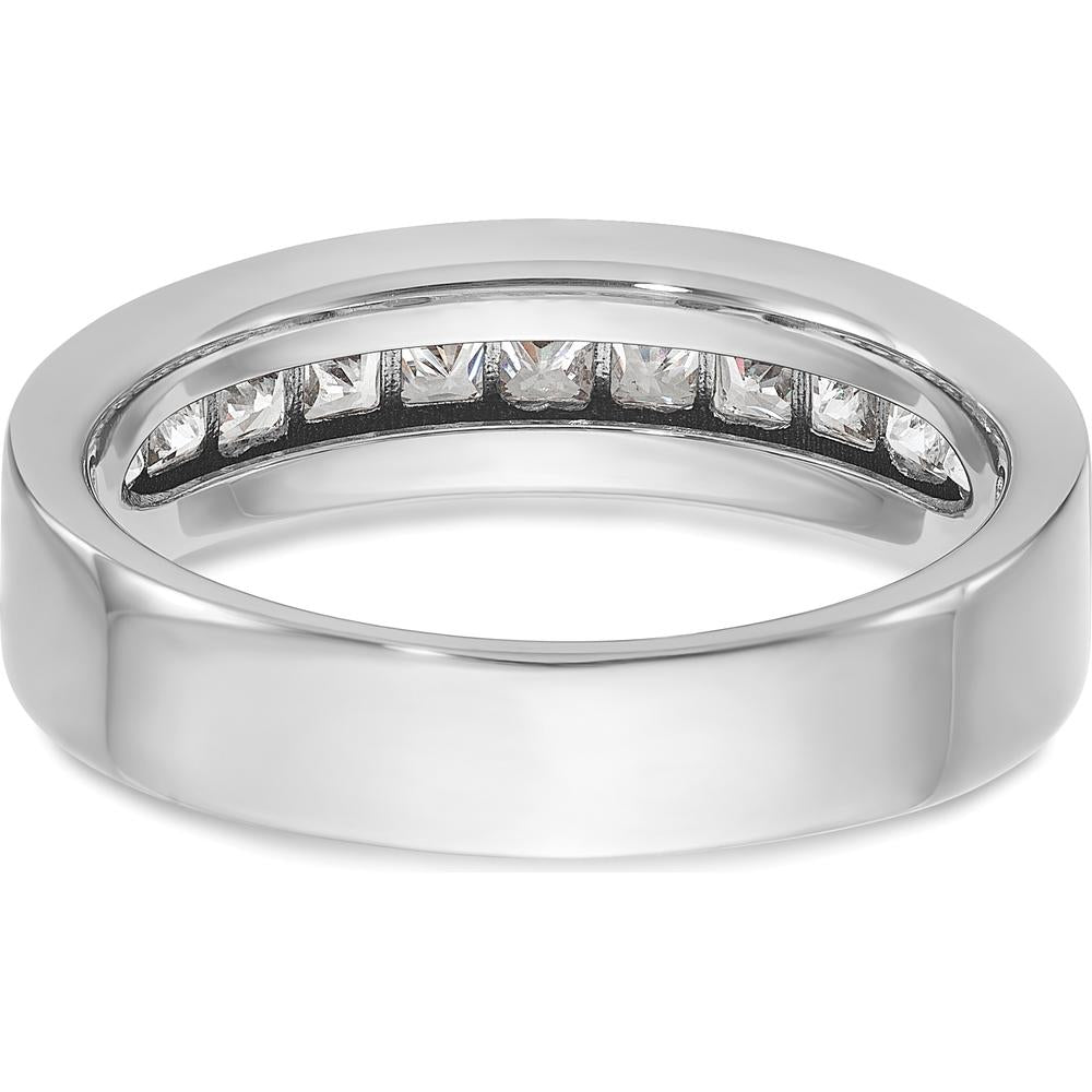 14K White Gold Men's Polished Square 11-Stone 1 Carat AA Quality Diamond Ring by IBGoodman