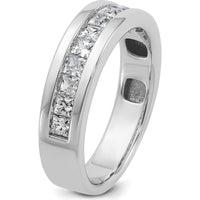 14K White Gold Men's Polished Square 11-Stone 1 Carat AA Quality Diamond Ring by IBGoodman