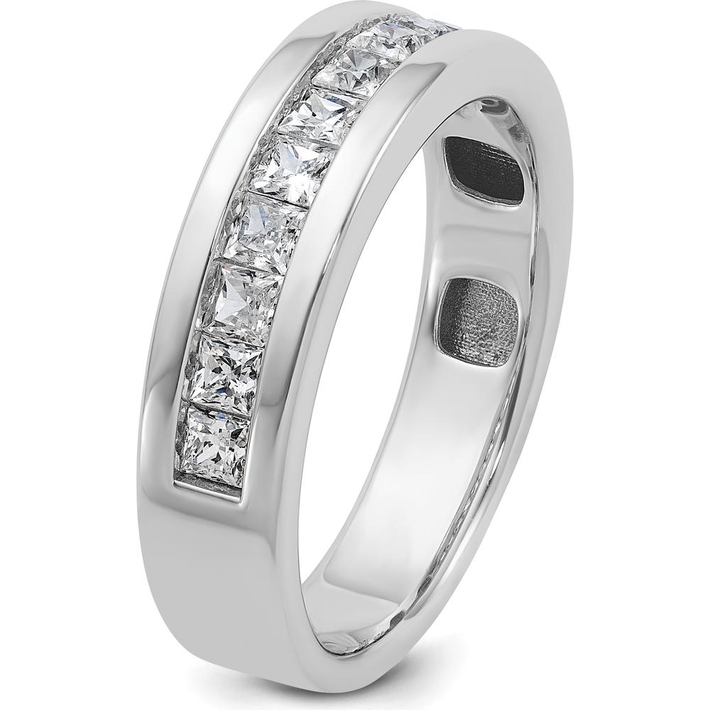 14K White Gold Men's Polished Square 11-Stone 1 Carat AA Quality Diamond Ring by IBGoodman