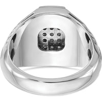 14K White Gold Men's Polished Textured Cross Cluster Ring with Rhodium-Plated Diamond Accent by IBGoodman