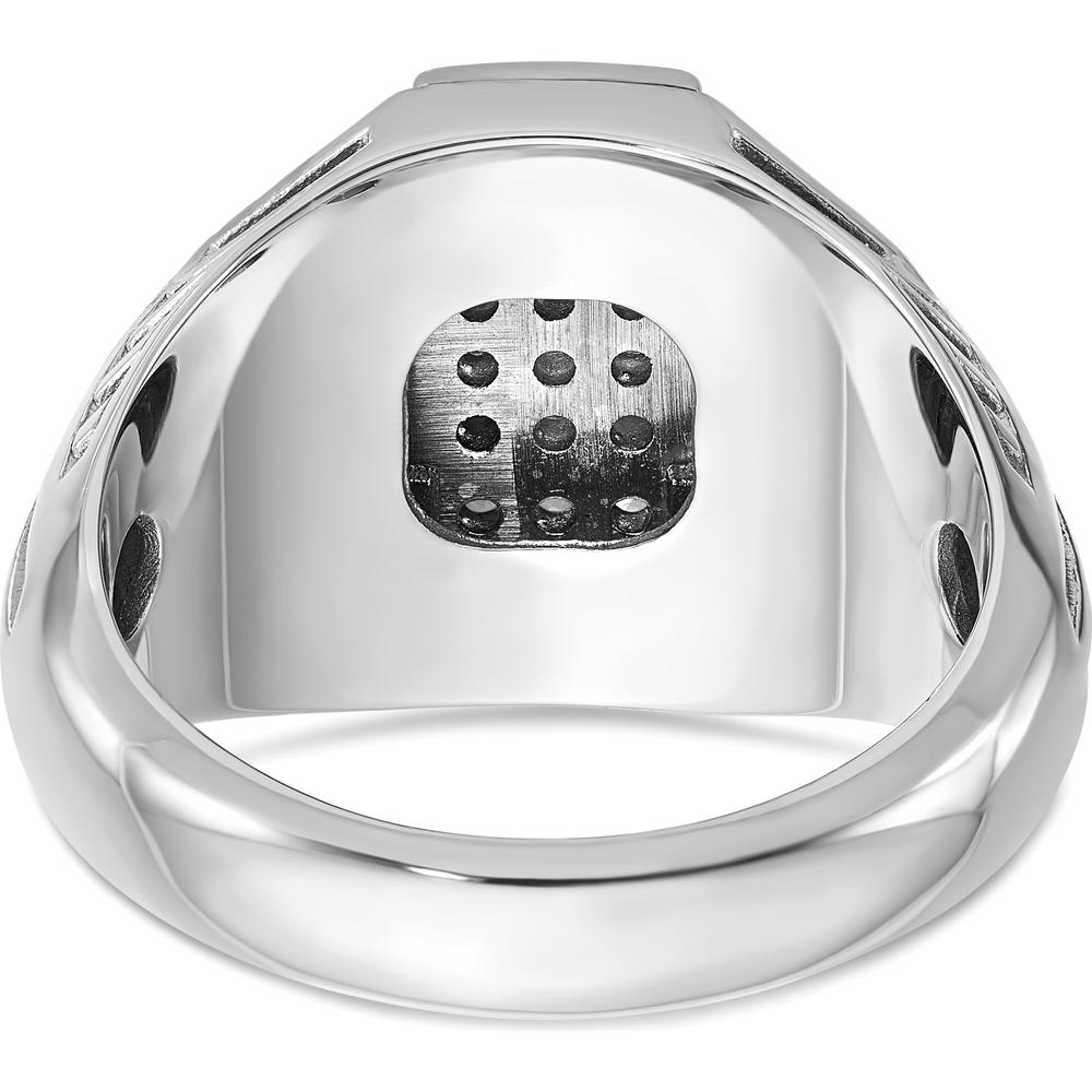 14K White Gold Men's Polished Textured Cross Cluster Ring with Rhodium-Plated Diamond Accent by IBGoodman