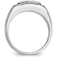 14K White Gold Men's Rectangular Cluster Ring with Black and White Diamonds by IBGoodman