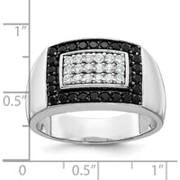 14K White Gold Men's Rectangular Cluster Ring with Black and White Diamonds by IBGoodman