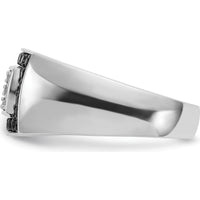 14K White Gold Men's Rectangular Cluster Ring with Black and White Diamonds by IBGoodman