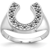 14K White Gold Men's Ring Mounting - Polished Finish with Rhodium Plating, 14mm Top Width by Oro Pregiato