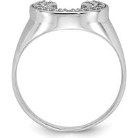14K White Gold Men's Ring Mounting - Polished Finish with Rhodium Plating, 14mm Top Width by Oro Pregiato
