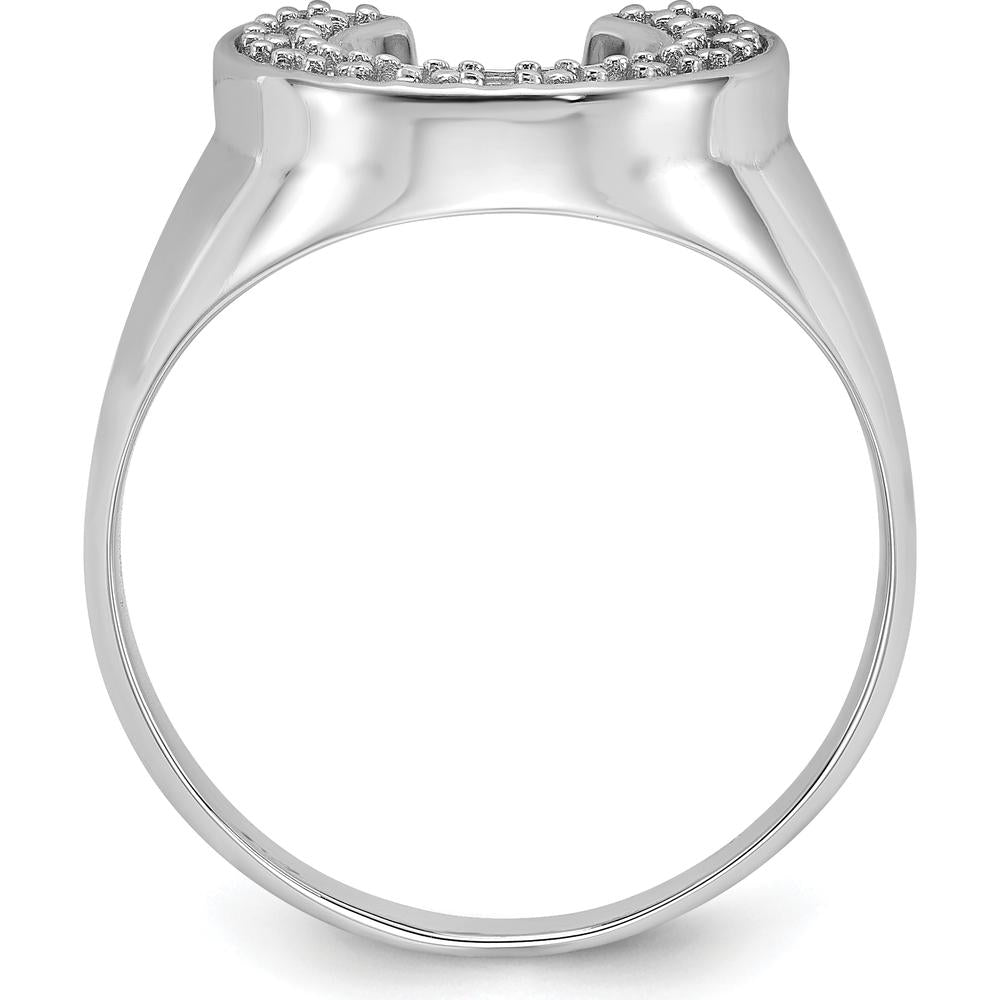 14K White Gold Men's Ring Mounting - Polished Finish with Rhodium Plating, 14mm Top Width by Oro Pregiato