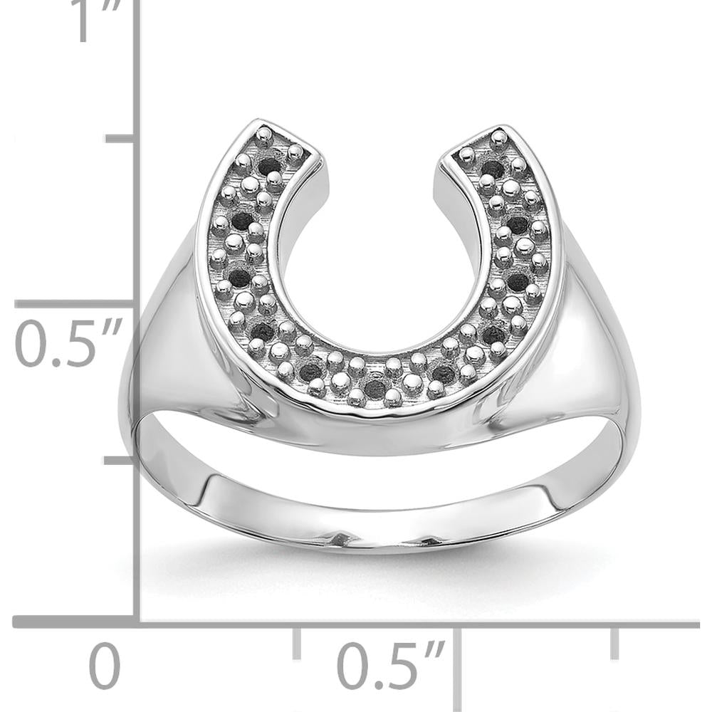 14K White Gold Men's Ring Mounting - Polished Finish with Rhodium Plating, 14mm Top Width by Oro Pregiato