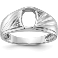 14K White Gold Men's Ring Mounting with Diamond Accents and Oval Onyx Setting by Monteluci Fine Jewelry