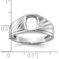 14K White Gold Men's Ring Mounting with Diamond Accents and Oval Onyx Setting by Monteluci Fine Jewelry