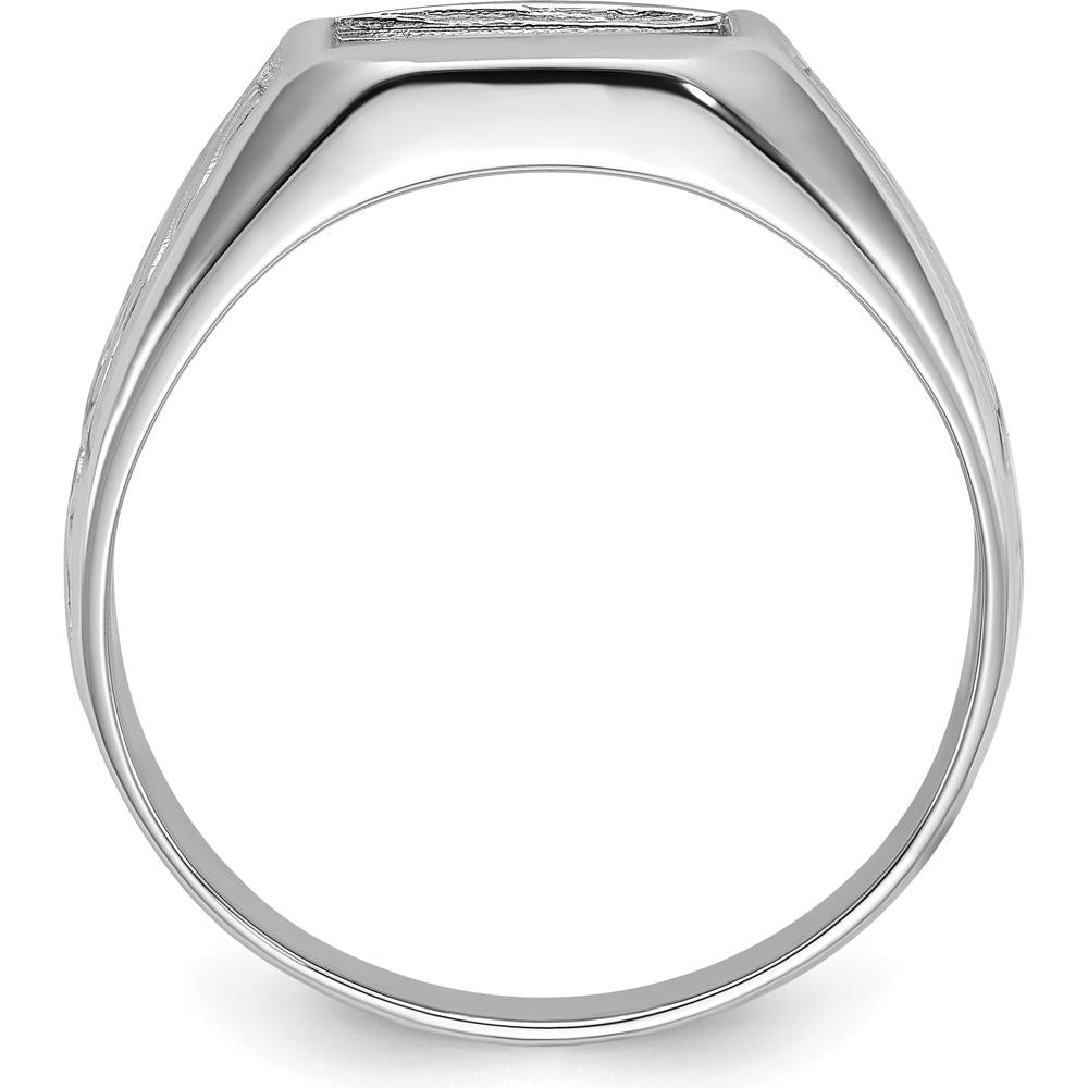 14K White Gold Men's Ring Mounting with Polished and Brushed Finish - Square Center Design by Monteluci Fine Jewelry