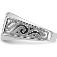 14K White Gold Men's Ring Mounting with Polished and Brushed Finish - Square Center Design by Monteluci Fine Jewelry