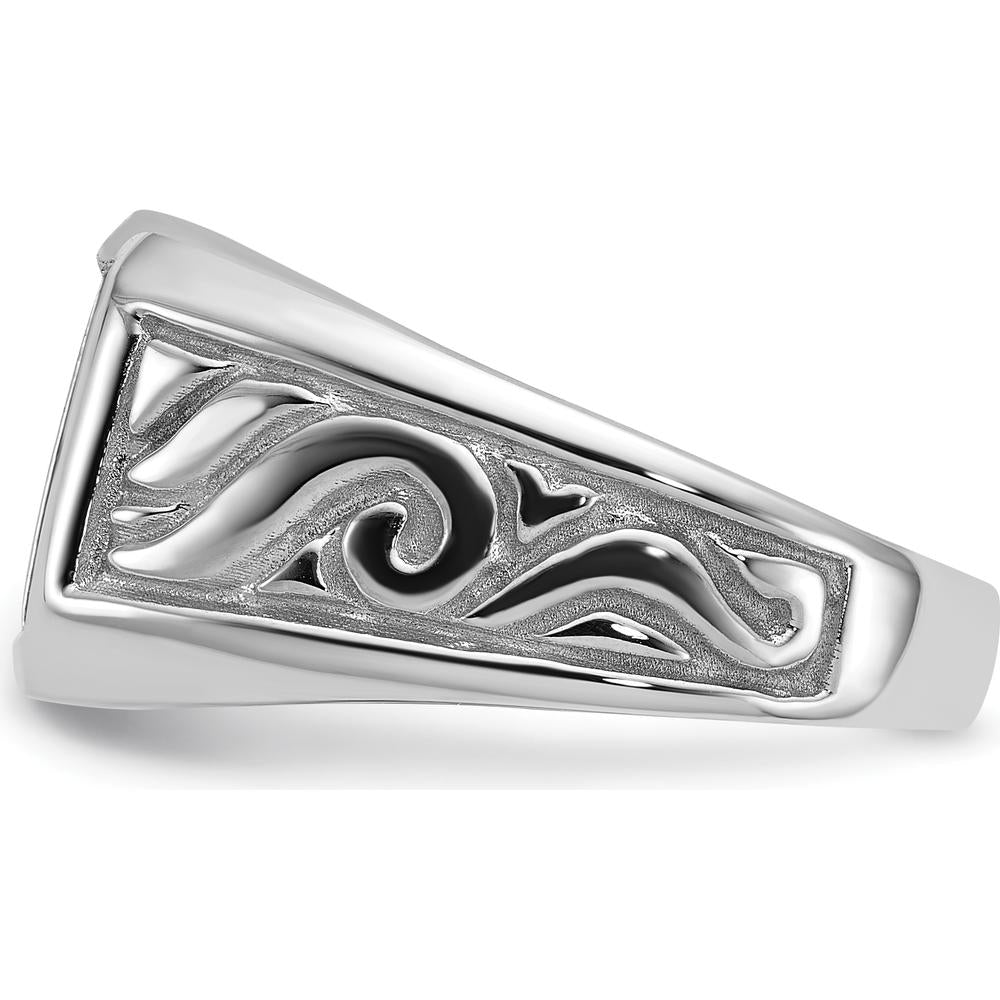 14K White Gold Men's Ring Mounting with Polished and Brushed Finish - Square Center Design by Monteluci Fine Jewelry