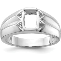 14K White Gold Men's Ring Mounting with Polished Finish and Rhodium Plating - Customizable by Monteluci Fine Jewelry