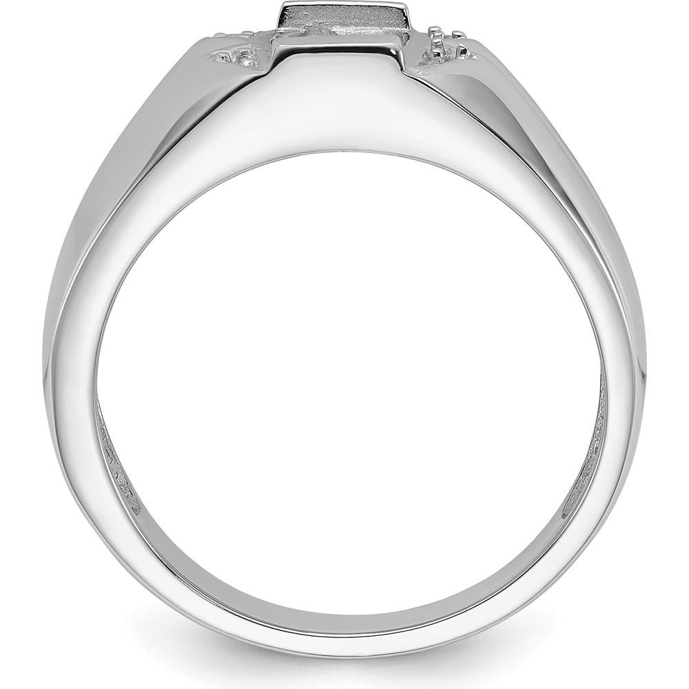 14K White Gold Men's Ring Mounting with Polished Finish and Rhodium Plating - Customizable by Monteluci Fine Jewelry