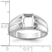 14K White Gold Men's Ring Mounting with Polished Finish and Rhodium Plating - Customizable by Monteluci Fine Jewelry