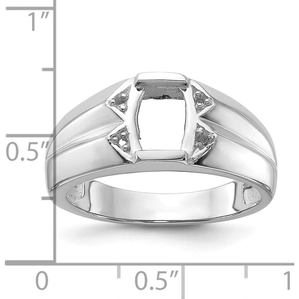 14K White Gold Men's Ring Mounting with Polished Finish and Rhodium Plating - Customizable by Monteluci Fine Jewelry