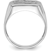 14K White Gold Men's Ring Mounting with Tapered Band and Polished Finish - Customizable Jewelry Base by Monteluci Fine Jewelry