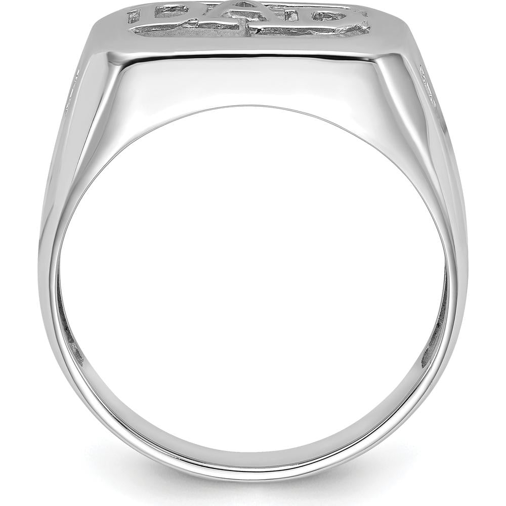 14K White Gold Men's Ring Mounting with Tapered Band and Polished Finish - Customizable Jewelry Base by Monteluci Fine Jewelry