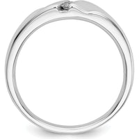 14K White Gold Men's Ring with 3 Round Brilliant Diamonds - 0.0225 Carat Total Diamond Weight by 0