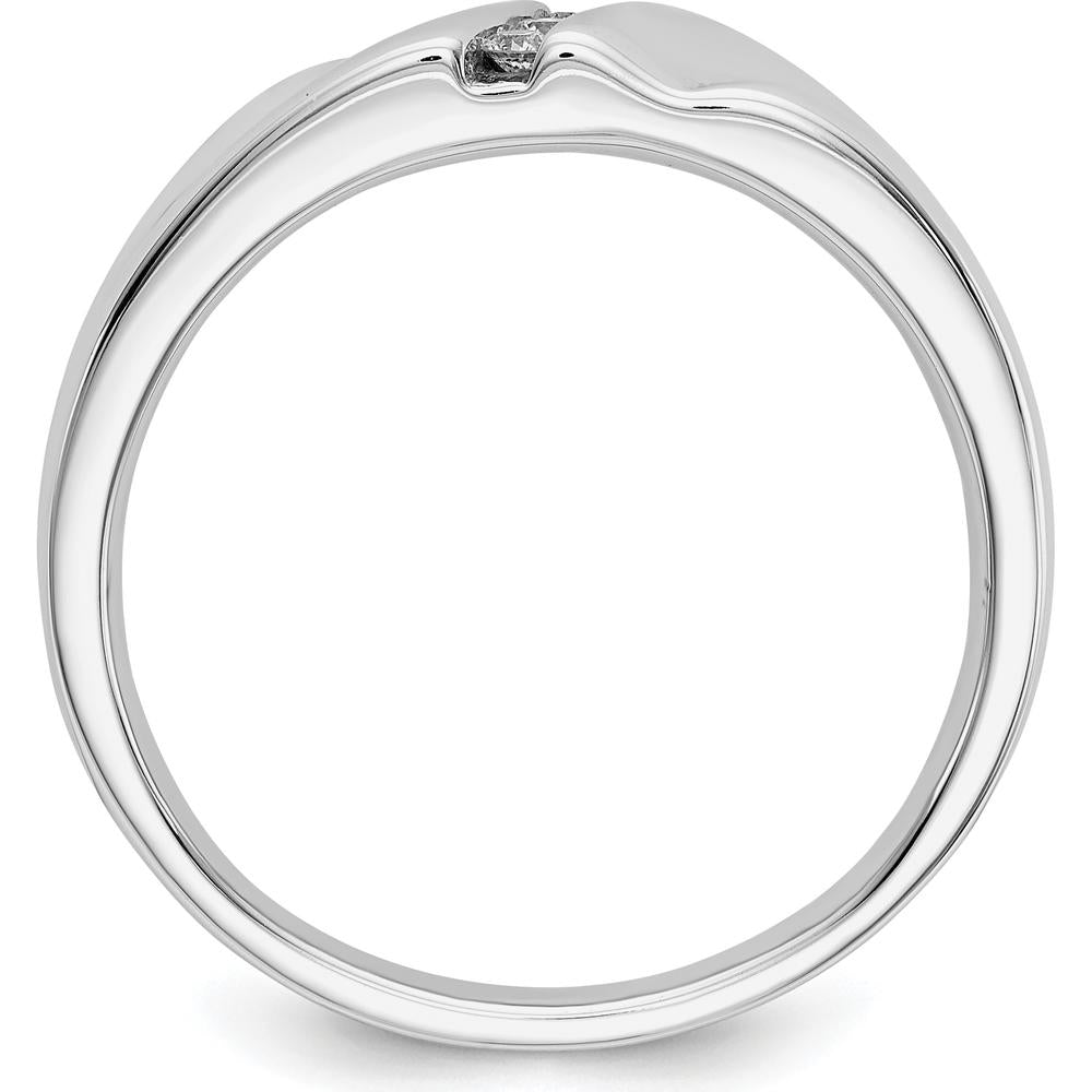 14K White Gold Men's Ring with 3 Round Brilliant Diamonds - 0.0225 Carat Total Diamond Weight by 0