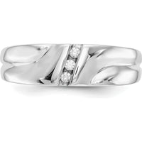 14K White Gold Men's Ring with 3 Round Brilliant Diamonds - 0.0225 Carat Total Diamond Weight by 0