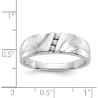 14K White Gold Men's Ring with 3 Round Brilliant Diamonds - 0.0225 Carat Total Diamond Weight by 0