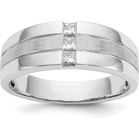 14K White Gold Men's Ring with 3 Square Diamonds - 0.08 Carat Total Diamond Weight by 0