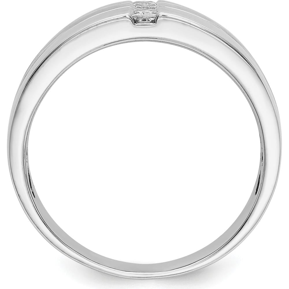 14K White Gold Men's Ring with 3 Square Diamonds - 0.08 Carat Total Diamond Weight by 0