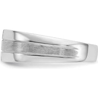 14K White Gold Men's Ring with 3 Square Diamonds - 0.08 Carat Total Diamond Weight by 0